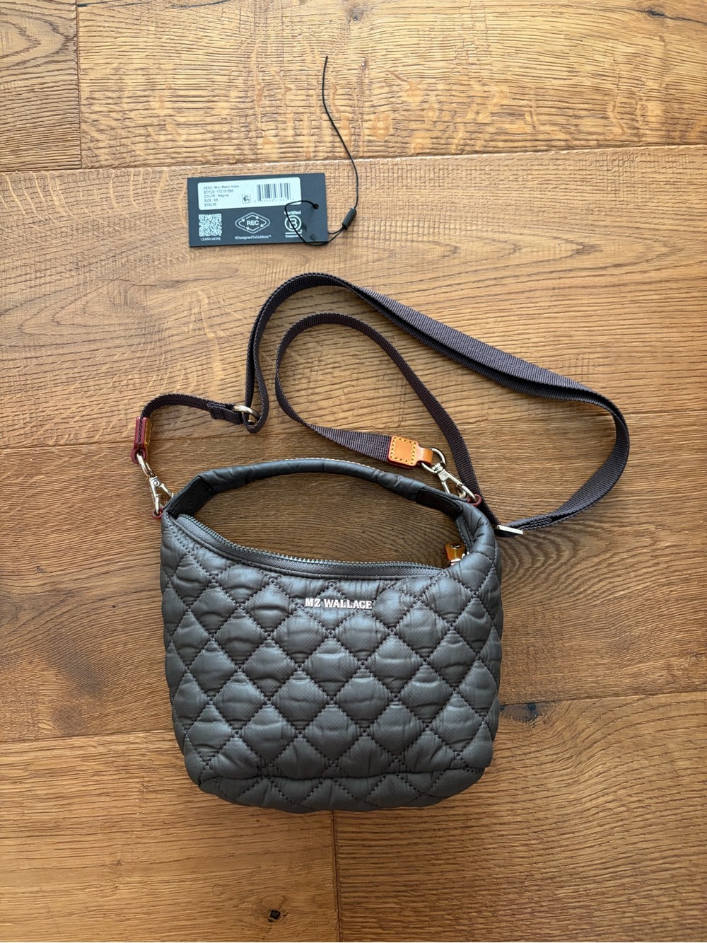 MZ Wallace Quilted Nylon Crossbody Bag in Gray